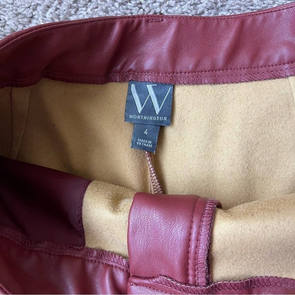 Worthington Red Pleather Ankle Pants - Picture 4 of 9